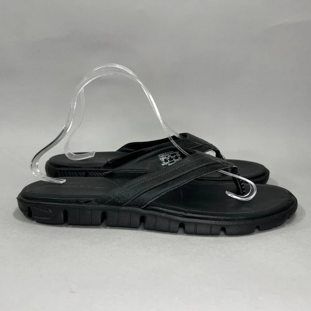 Nike Golf Men's Black Leather Thong Flip Flop Recovery Sandals